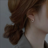 Small Hoop Earrings Hollow Flower Shape Silver Jewelry