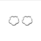 Small Hoop Earrings Hollow Flower Shape Silver Jewelry