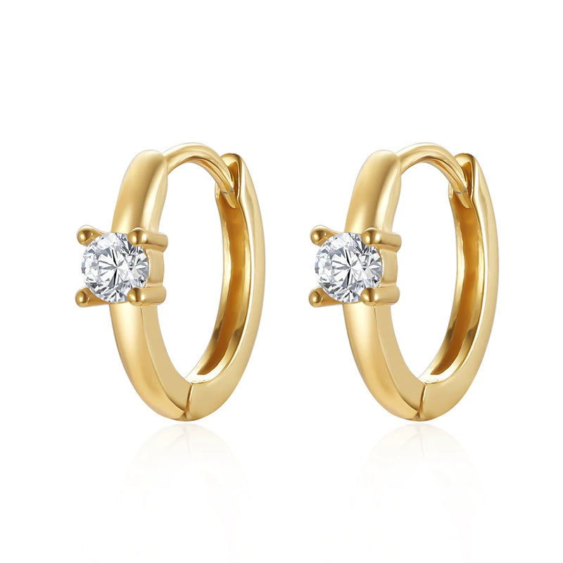 Small Hoop 925 Sterling Silver Earrings Zircon Rose Women Jewelry Accessoires