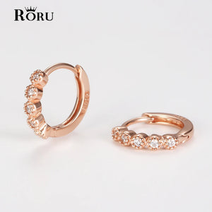 Small Hoop 925 Sterling Silver Earrings Zircon Rose Women Jewelry Accessoires