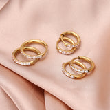 Small Huggie Hoop Earrings CZ Stainless Steel Cartilage Round Jewelry Women