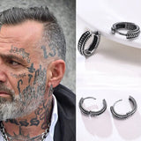 Viking Thick Hoop Earrings, Stainless Steel Men Retro Jewelry