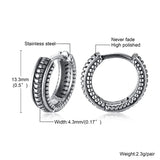 Viking Thick Hoop Earrings, Stainless Steel Men Retro Jewelry