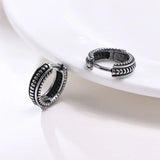 Viking Thick Hoop Earrings, Stainless Steel Men Retro Jewelry