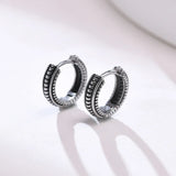 Viking Thick Hoop Earrings, Stainless Steel Men Retro Jewelry
