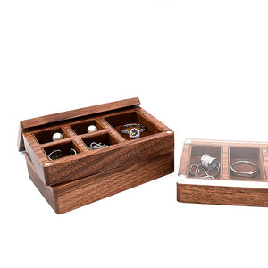 Mini Travel Wood Jewelry Box Rings Earrings Necklace Organizer