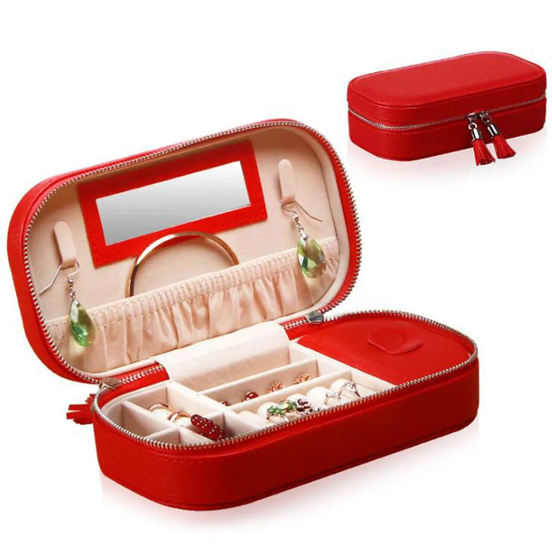 Small Jewelry Box Organizer Travel Jewelry Boxes Case Portable PU Leather