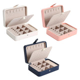 Small Jewelry Box PU Leather Double Layer Storage Case