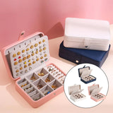Small Jewelry Box PU Leather Double Layer Storage Case