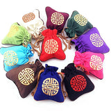Ethnic Embroidery Drawstring Pouches for Jewelry Gift Bags 4pcs