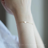 Small Love 925 Sterling Silver Plated 14K Bracelet Mini Lovely Bright Careful