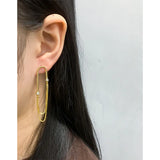 Geometric Arc Unbalanced Chain Earrings 925 Sterling Silver