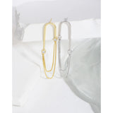 Geometric Arc Unbalanced Chain Earrings 925 Sterling Silver