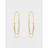 Geometric Arc Unbalanced Chain Earrings 925 Sterling Silver