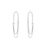 Geometric Arc Unbalanced Chain Earrings 925 Sterling Silver
