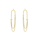 Geometric Arc Unbalanced Chain Earrings 925 Sterling Silver