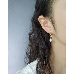 Liquid Asymmetric Baroque Pearl Earrings 925 Silver