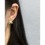 Bear Chessboard Checker Texture Earrings 925 Sterling Silver