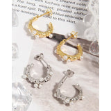 Pleated Texture Pearl Earrings 925 Sterling Silver