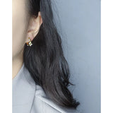 Pleated Texture Pearl Earrings 925 Sterling Silver