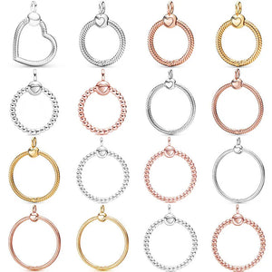 925 Sterling Silver Beaded Crown & Heart O Necklace Pendant Charms