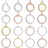 925 Sterling Silver Beaded Crown & Heart O Necklace Pendant Charms