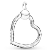 925 Sterling Silver Beaded Crown & Heart O Necklace Pendant Charms