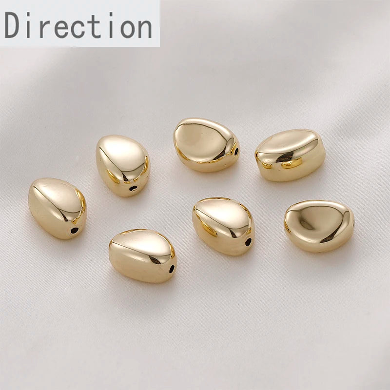 Mini Irregular Beads Golden Peas K Straight Hole Resin Electroplating DIY