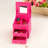Mirrored 3-Layer Jewelry Organizer Box Display Holder Case