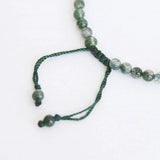 Natural Green Agate Stone Beaded Bracelet Hand-woven Thin Charm Jewelry