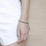 Natural Green Agate Stone Beaded Bracelet Hand-woven Thin Charm Jewelry