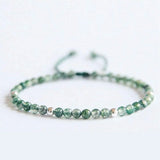 Natural Green Agate Stone Beaded Bracelet Hand-woven Thin Charm Jewelry