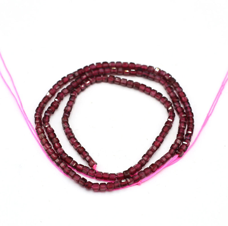 Small Natural Garnet Stone Faceted Beads Jewelry Spacer Beads 2mm
