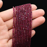 Small Natural Garnet Stone Faceted Beads Jewelry Spacer Beads 2mm
