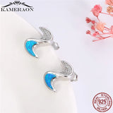 Opal Earring 925 Silver Cubic Zircon Stud Wedding Jewelry