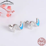 Opal Earring 925 Silver Cubic Zircon Stud Wedding Jewelry