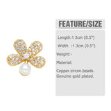 Pearl Ballet Earrings Copper Plated Zircon Ear Studs