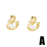 Pearl Ballet Earrings Copper Plated Zircon Ear Studs
