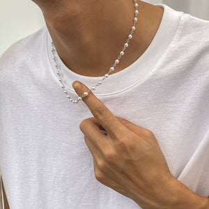 Short Choker Necklace Men Beaded Chain Jewelry Collar
