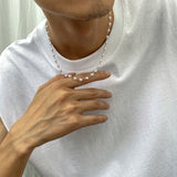 Short Choker Necklace Men Beaded Chain Jewelry Collar