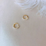 Small Pearl Hoop Earrings Layer Beads Wedding Jewelry