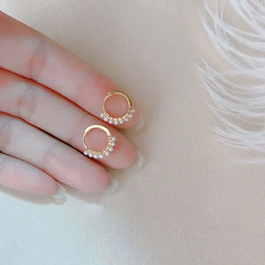 Small Pearl Hoop Earrings Layer Beads Wedding Jewelry