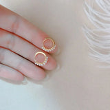 Small Pearl Hoop Earrings Layer Beads Wedding Jewelry