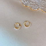 Small Pearl Hoop Earrings Layer Beads Wedding Jewelry