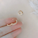 Small Pearl Hoop Earrings Layer Beads Wedding Jewelry