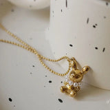 Small Rabbit Pendants Necklace Stainless Steel Letter Sweater Chain Long Plated