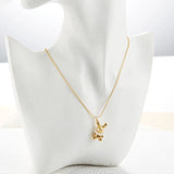 Small Rabbit Pendants Necklace Stainless Steel Letter Sweater Chain Long Plated