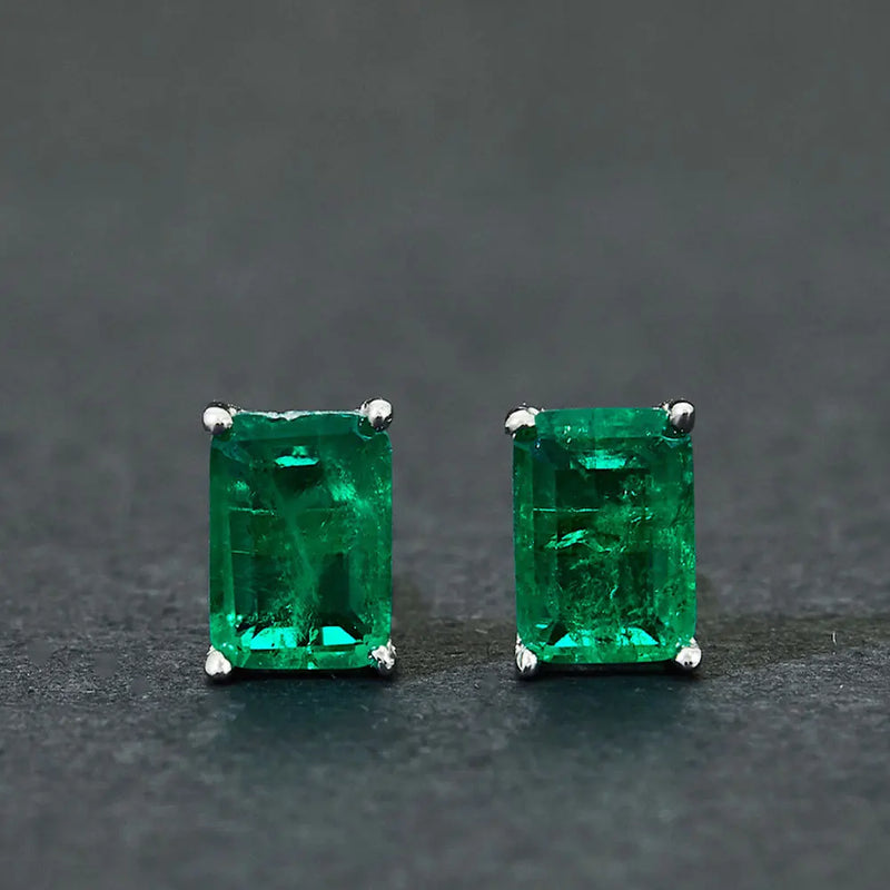Green Cz Stone Stud Earrings 925 Silver Vintage Party Fine Jewelry