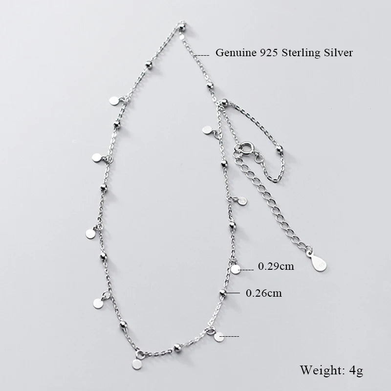 S925 Silver Bead Pendant Choker for Women Party Jewelry