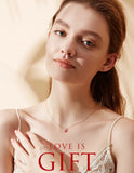 Ruby Gemstone Diamond Heart Crown Pendant Necklace Women Jewelry